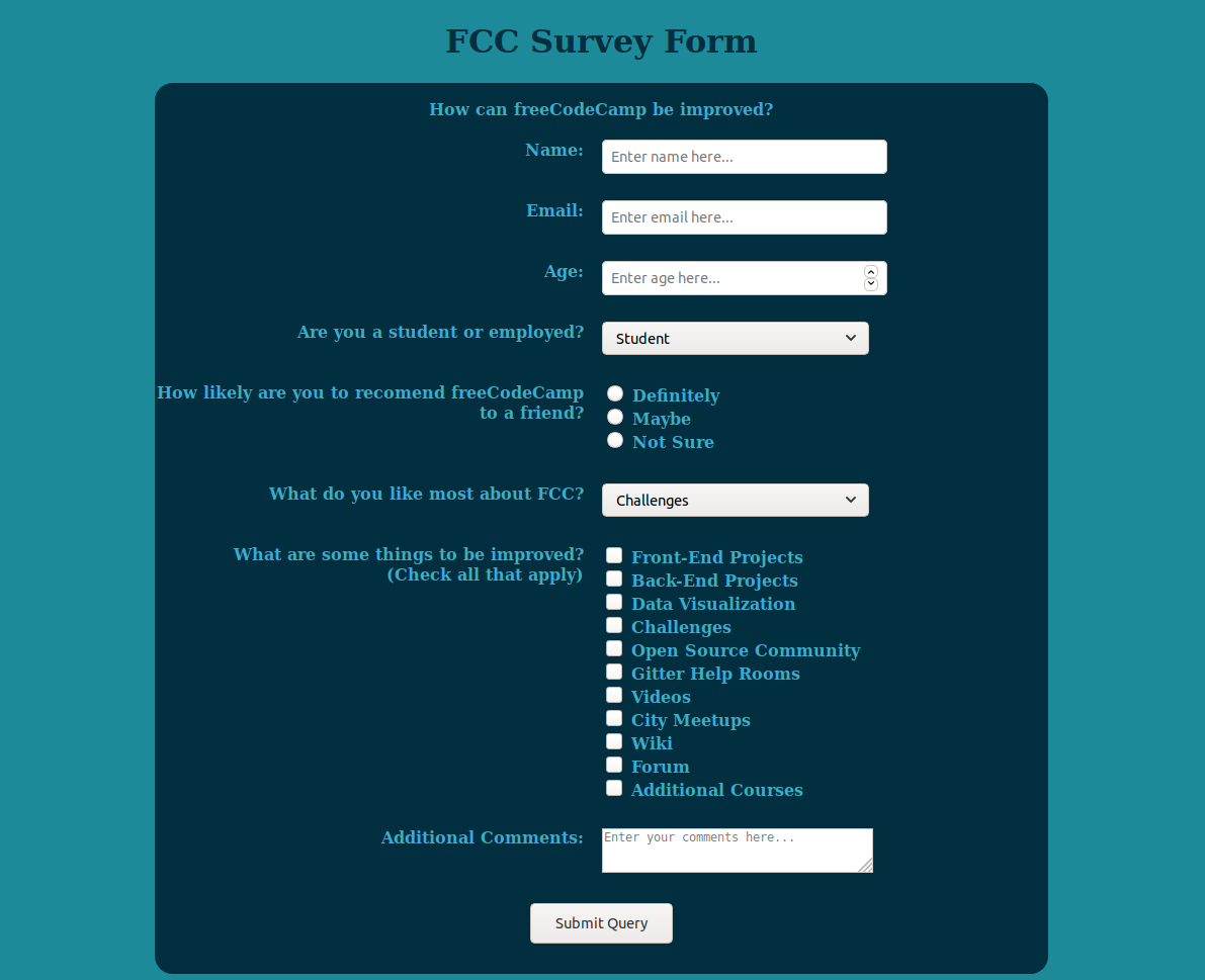 Survey Form for freeCodeCamp.org